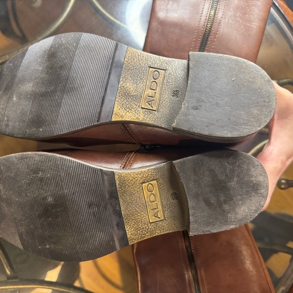 ALDO WOMEN'S BROWN LEATHER SIDE ZIP KNEE HIGH BOOTS SIZE 8 - Picture 2 of 10